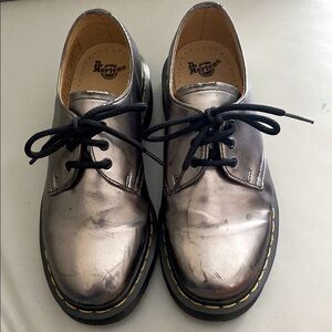 Dr. Martens Metallic Silver Oxford Shoes